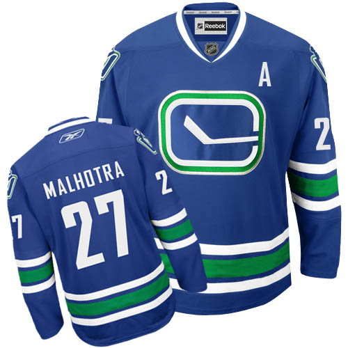 Designer Vancouver Canucks 27 Manny Malhotra Blue Third NHL Hockey Jerey